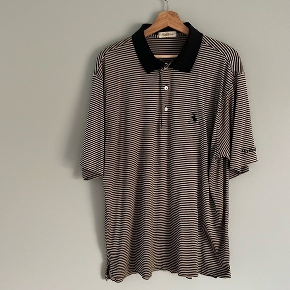 Peter Millar Vintage Double Mercerized Cotton Striped Polo Shirt Large Tall - Picture 1 of 10